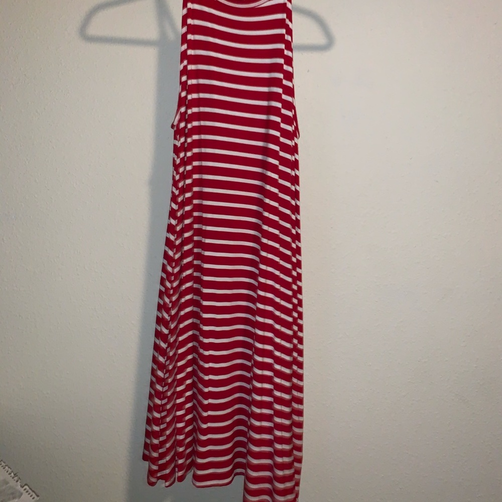 striped red and white long dress